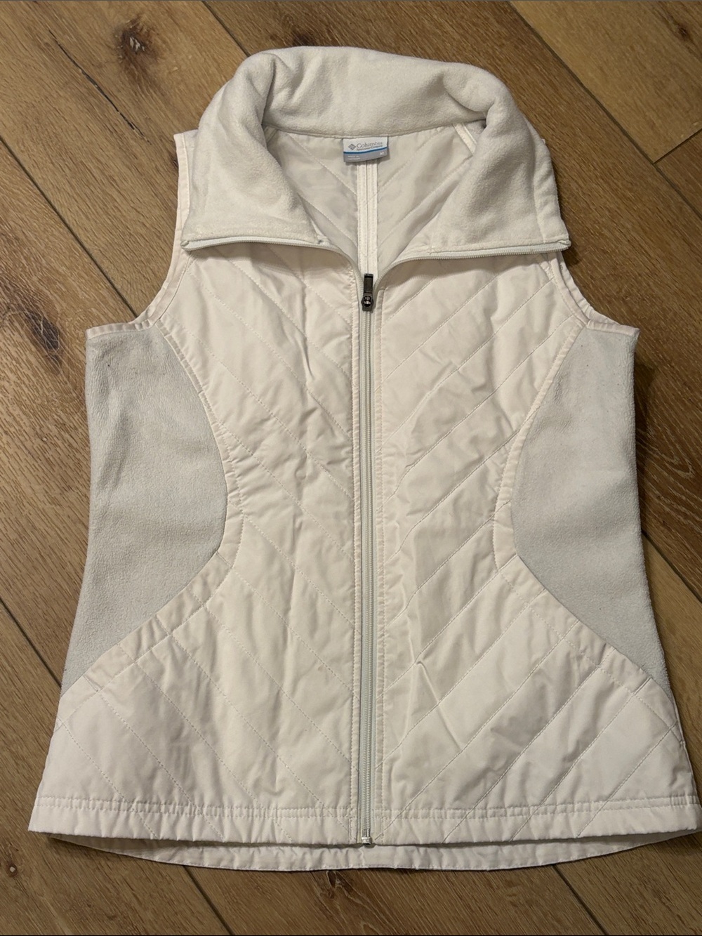 Columbia Cream Quilted & Fleece Panel Zip Vest
